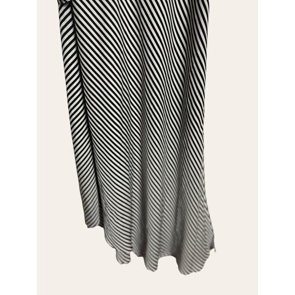 Halston Heritage Black White Striped Asymmetrical One Shoulder Midi Dress  XS - Picture 6 of 12